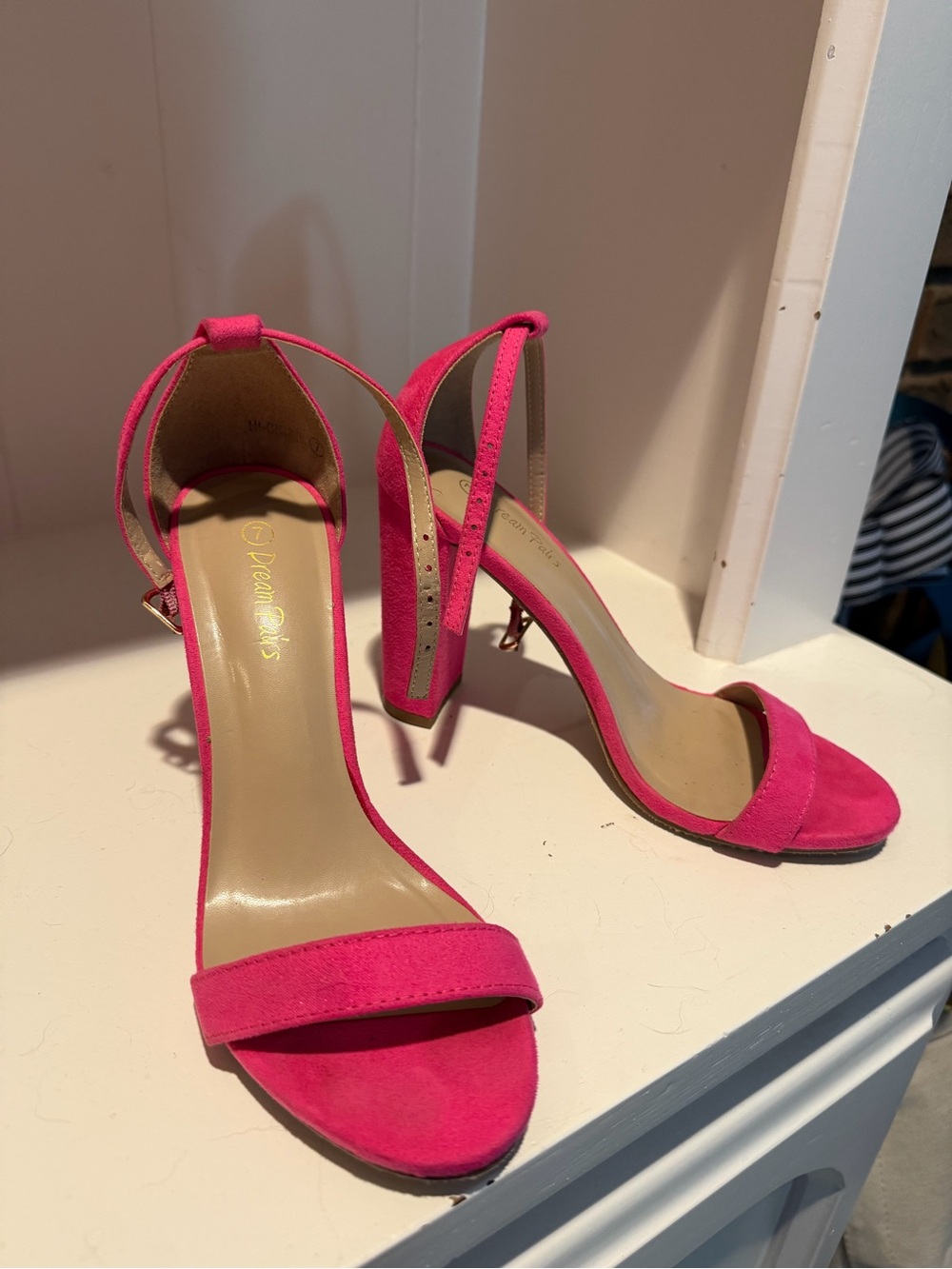 Dream Pairs Hot Pink Suede Ankle-Strap Formal/ Stiletto Heels